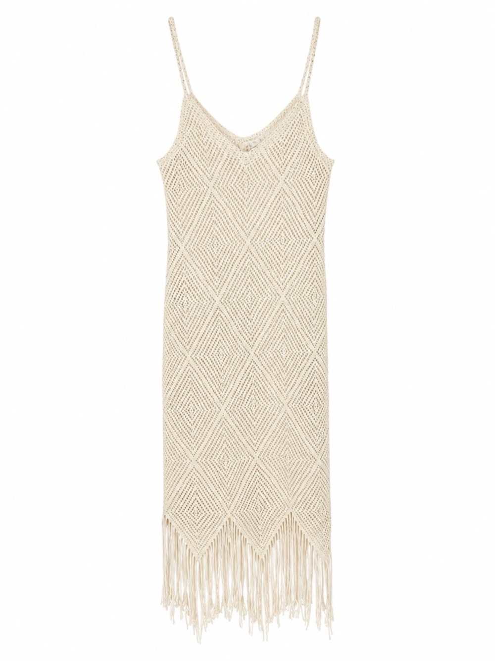 New - La Blanca Cream Crochet Fringe Cover Up
